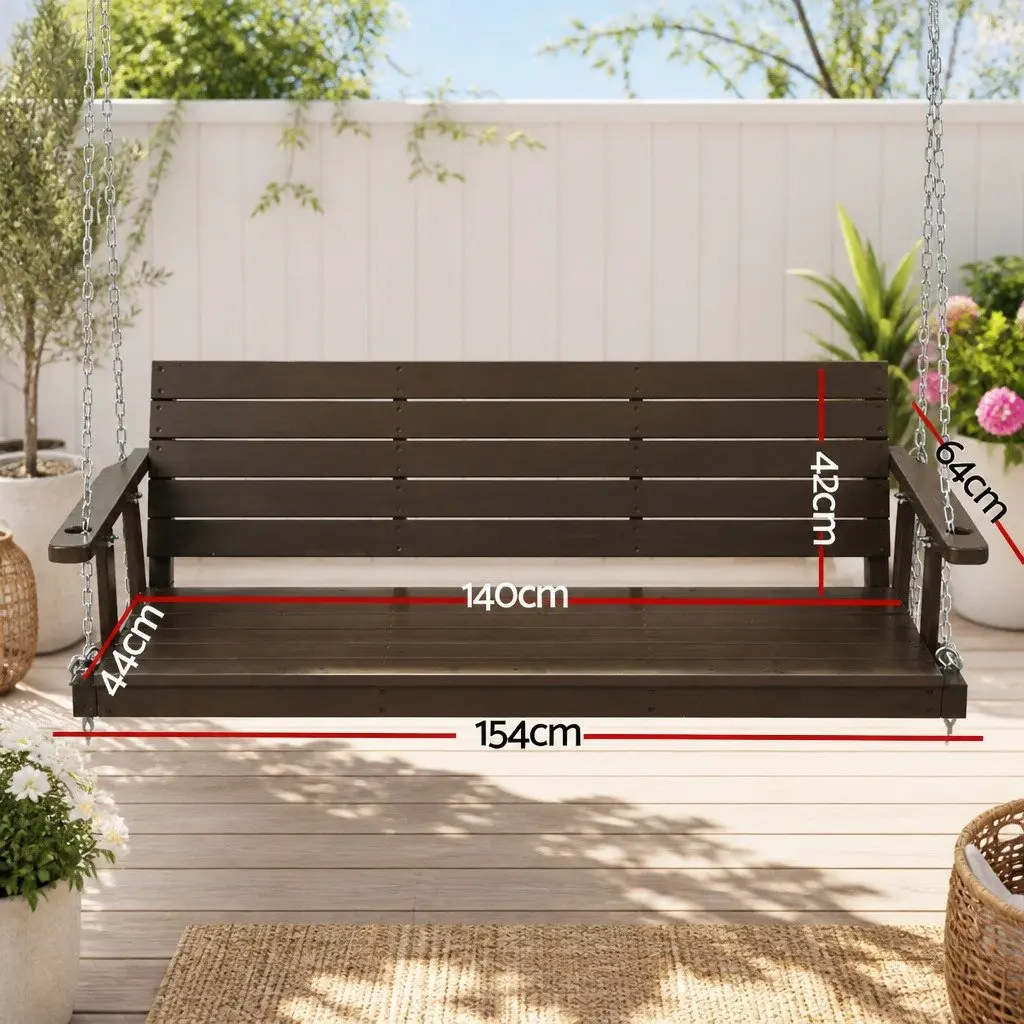 3 Seater Porch Swing Chair Outdoor Garden Furniture Wooden Bench
