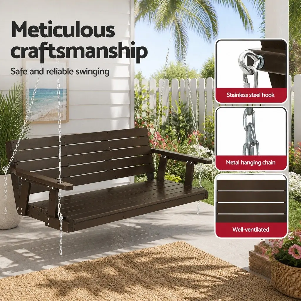 3 Seater Porch Swing Chair Outdoor Garden Furniture Wooden Bench