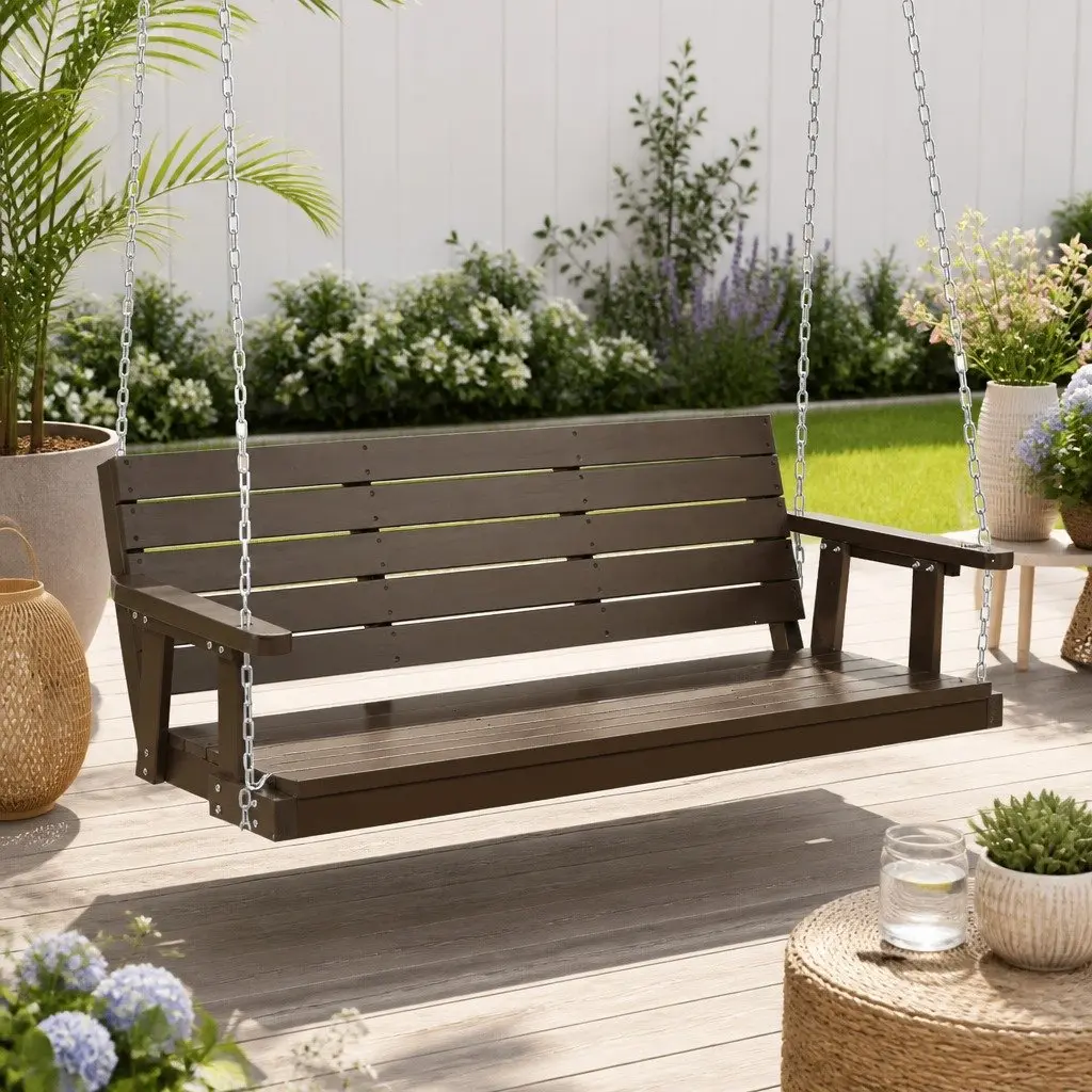 3 Seater Porch Swing Chair Outdoor Garden Furniture Wooden Bench