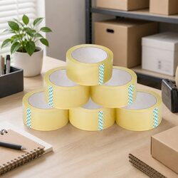Packing Tape - 6 Rolls of 45mm x 75m Clear Adhesive