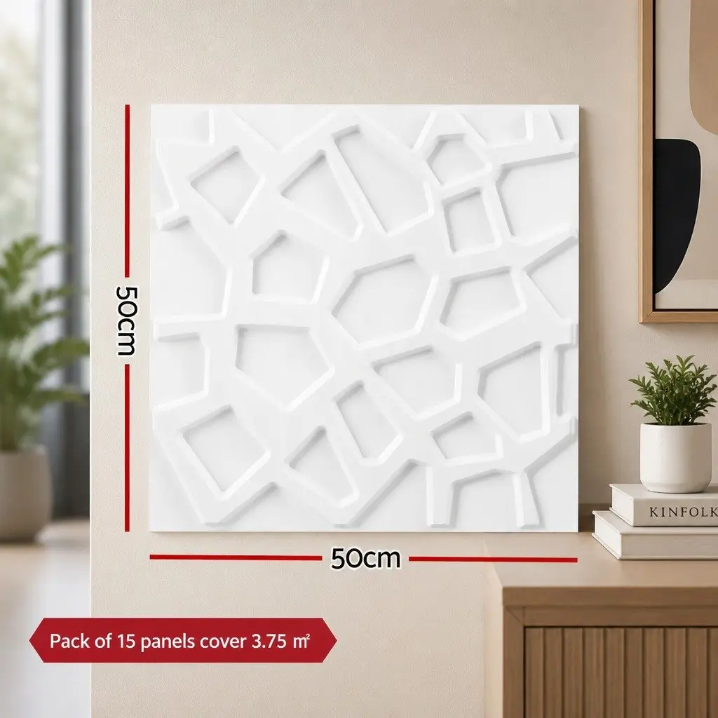 3D Wall Panels PVC Decorative Panels for Feature Wall Home Decor 50x50cm Set of 15