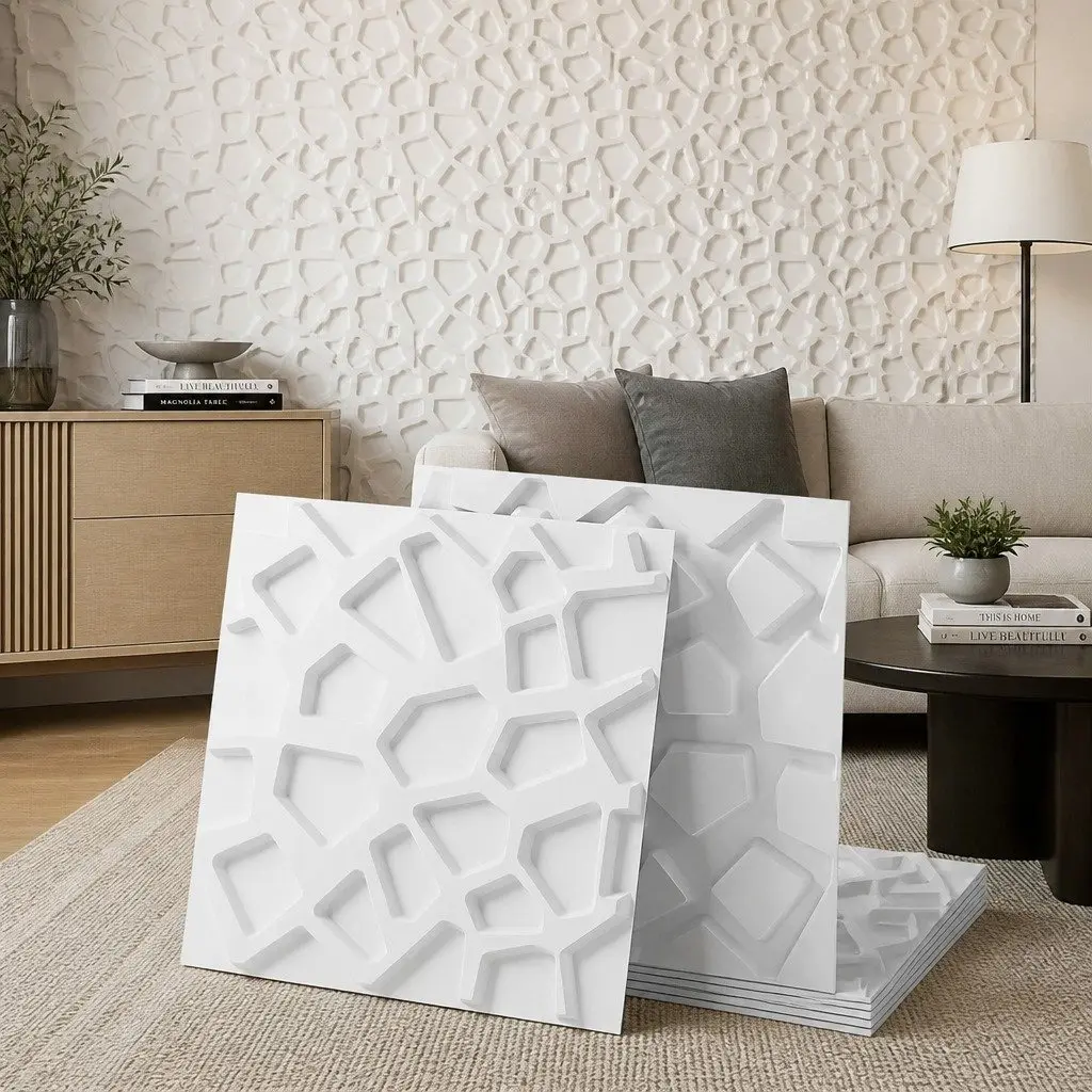 3D Wall Panels PVC Decorative Panels for Feature Wall Home Decor 50x50cm Set of 15