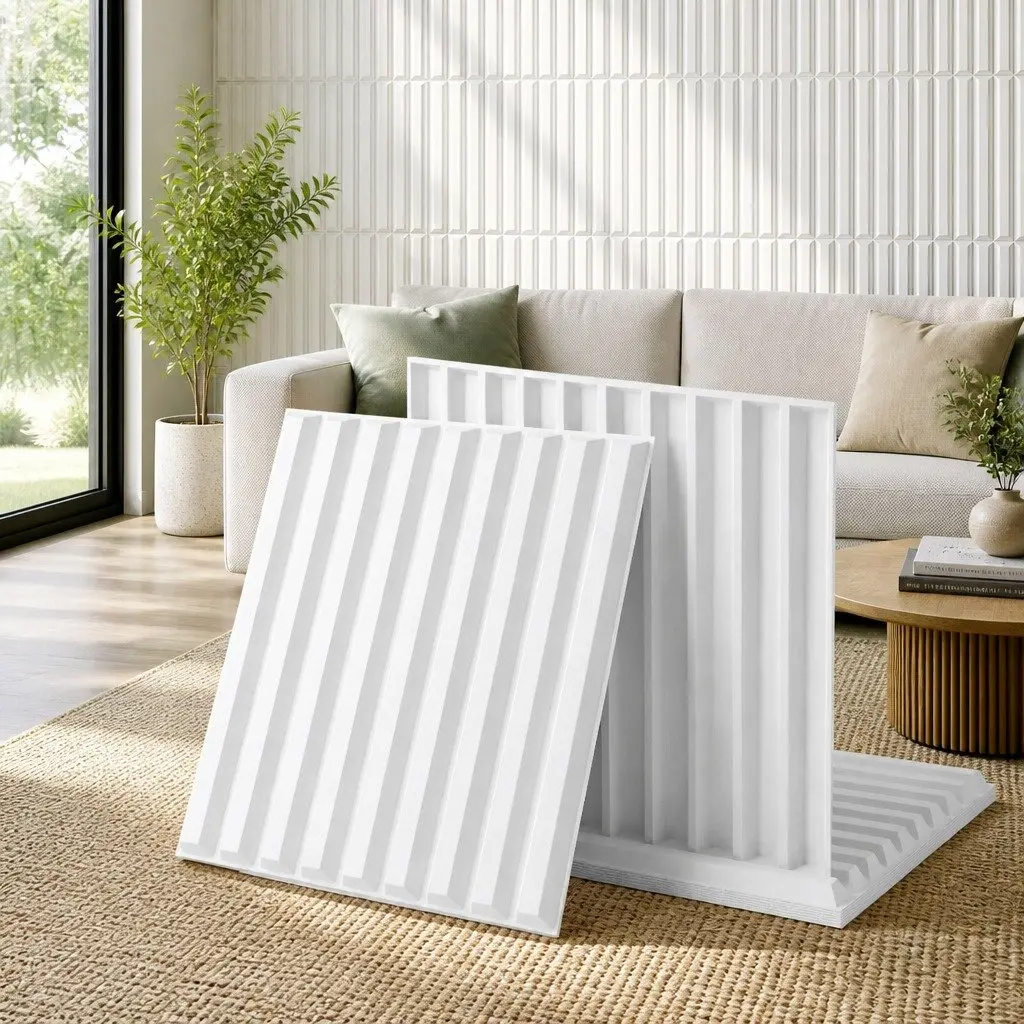 3D Vertical Wall Panels PVC White Set 15