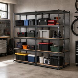 Heavy Duty 5-Tier Garage Shelving Unit 90x40x180cm Storage Rack Industrial