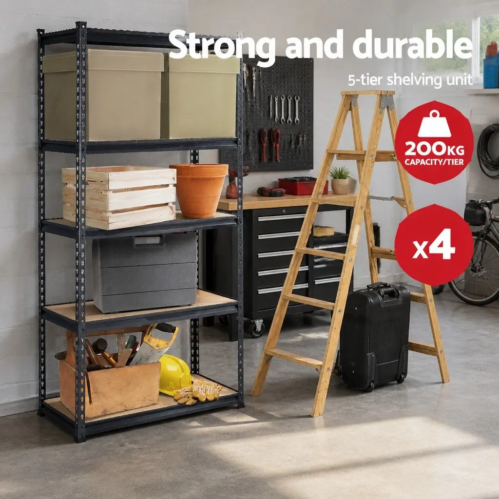 Heavy Duty 5-Tier Shelving Unit for Garage 90x40x180cm