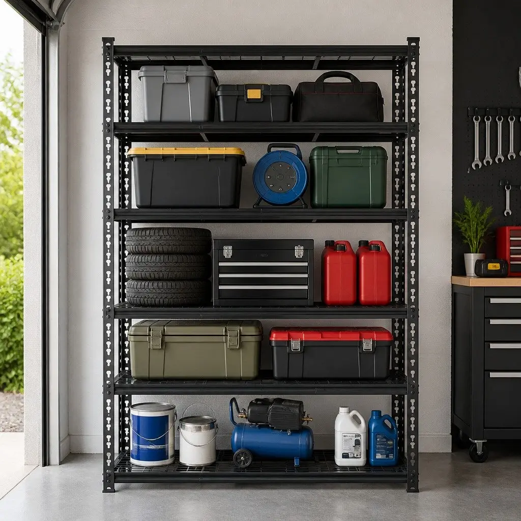 Heavy-Duty Steel Garage Shelving Storage Rack 5-Tier 1.8M Black