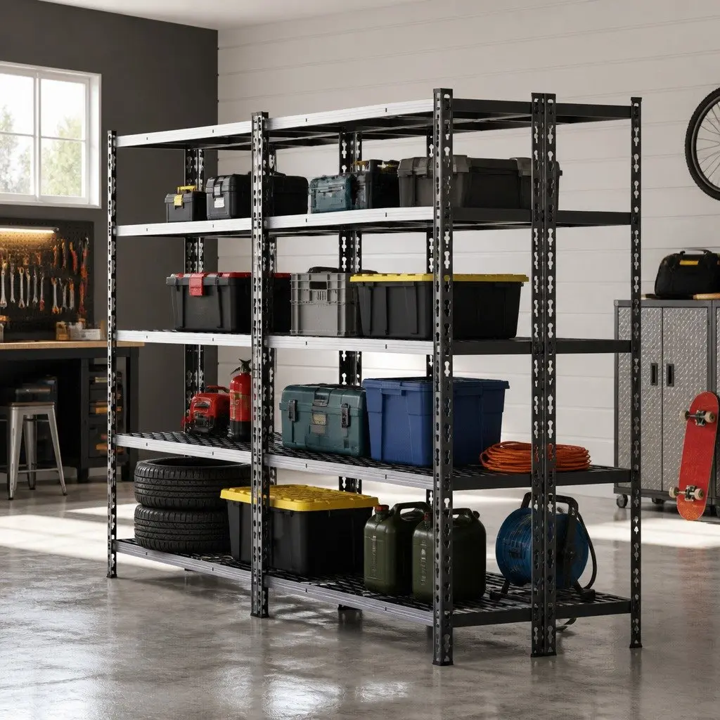 Heavy-Duty Steel Garage Shelving Storage Rack 5-Tier 1.8M Black
