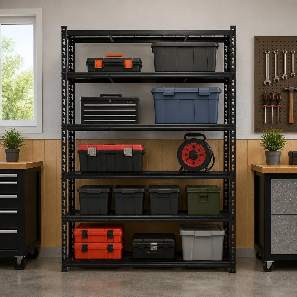 5-Tier Garage Storage Rack Heavy Duty Shelving Unit 1.8M Black