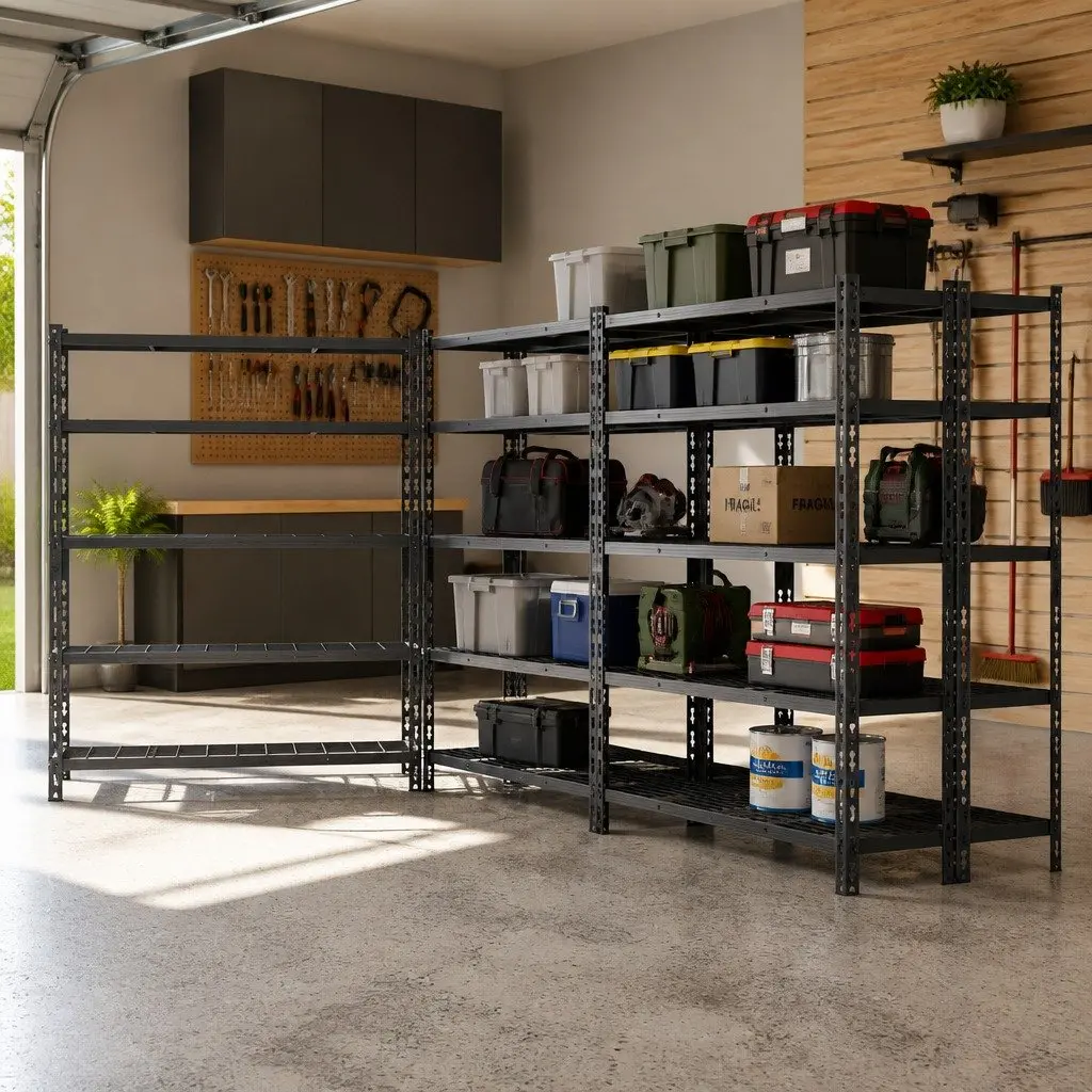 5-Tier Garage Storage Rack Heavy Duty Shelving Unit 1.8M Black