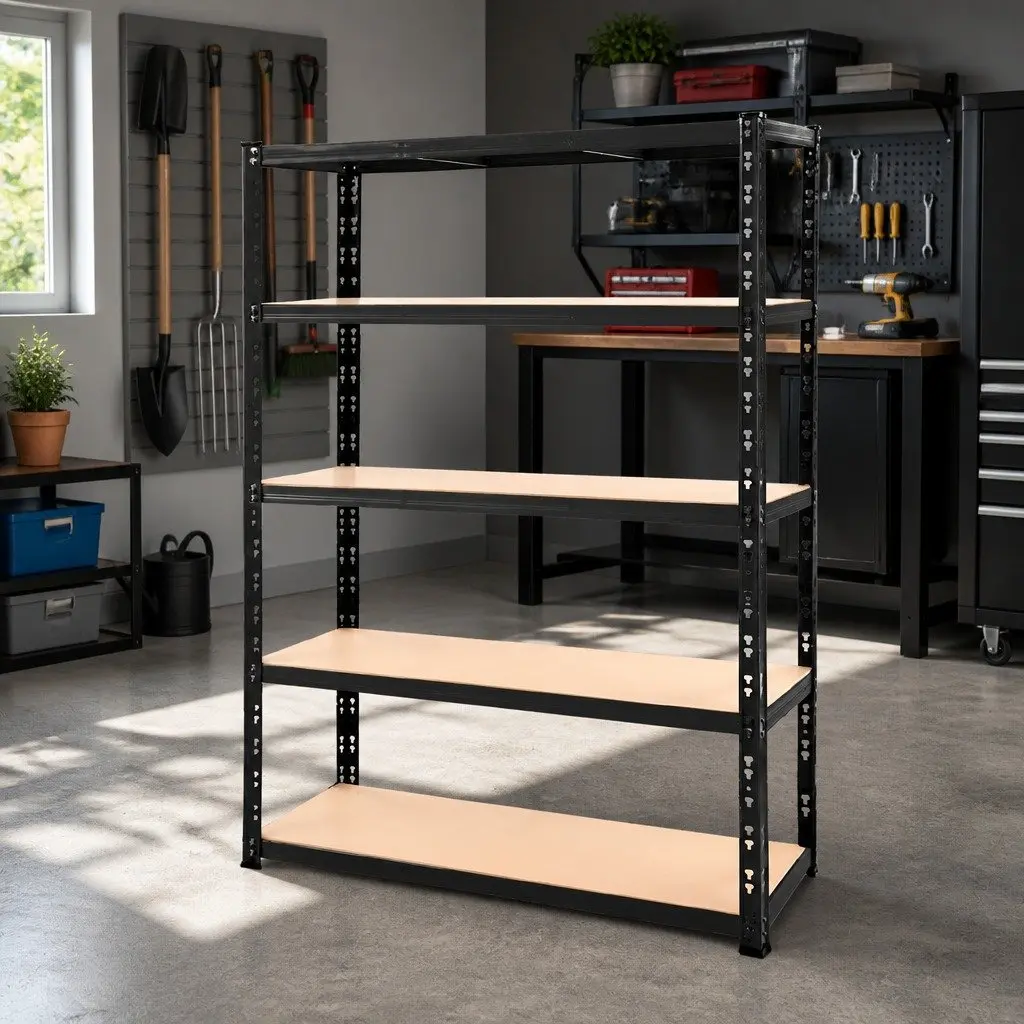 1.8M 5-Tier Storage Shelf Rack in Black