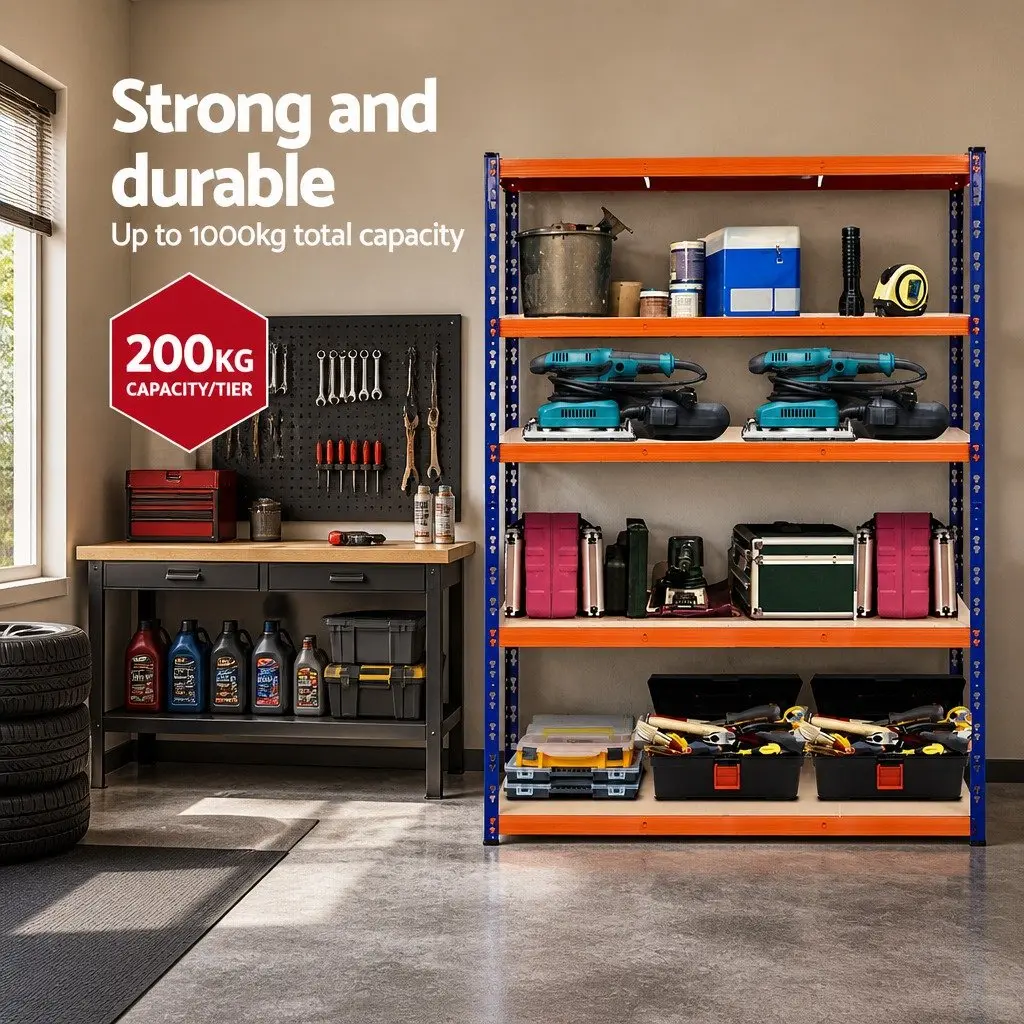 Heavy-Duty Garage Storage Shelving Rack 1.8M Adjustable 5-Tier Industrial Warehouse