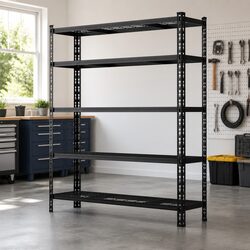 5-Tier Steel Storage Rack Specifications - 180cm H x 120cm W x 40cm D