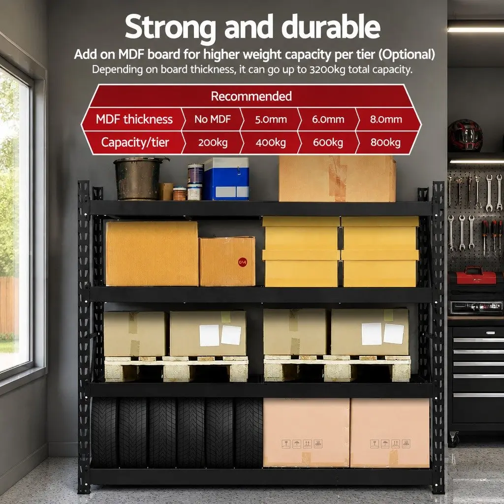 Garage Shelving Rack Storage Shelve 2M x 2M Black
