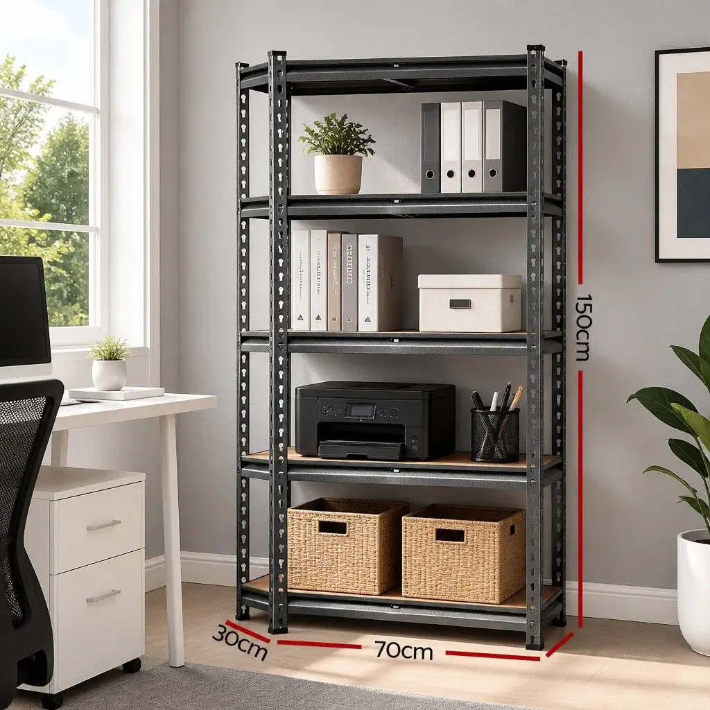 Garage Shelving Unit Storage Rack 4 Tier 70x30x150cm Matte Charcoal