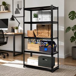 5-Tier Heavy-Duty Shelving Rack - Steel and MDF