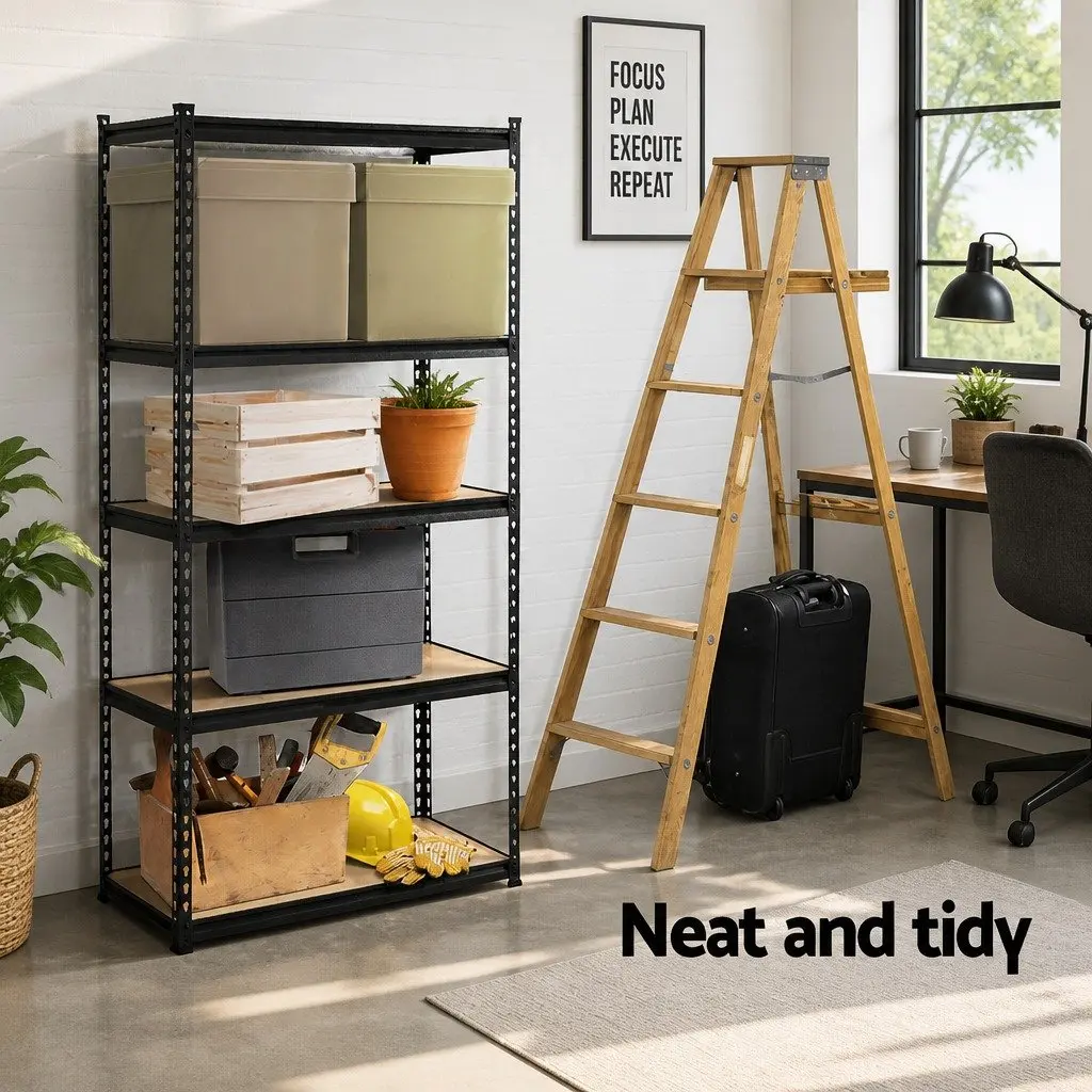 Garage Shelving Unit for Warehouse Storage 1.5M Black