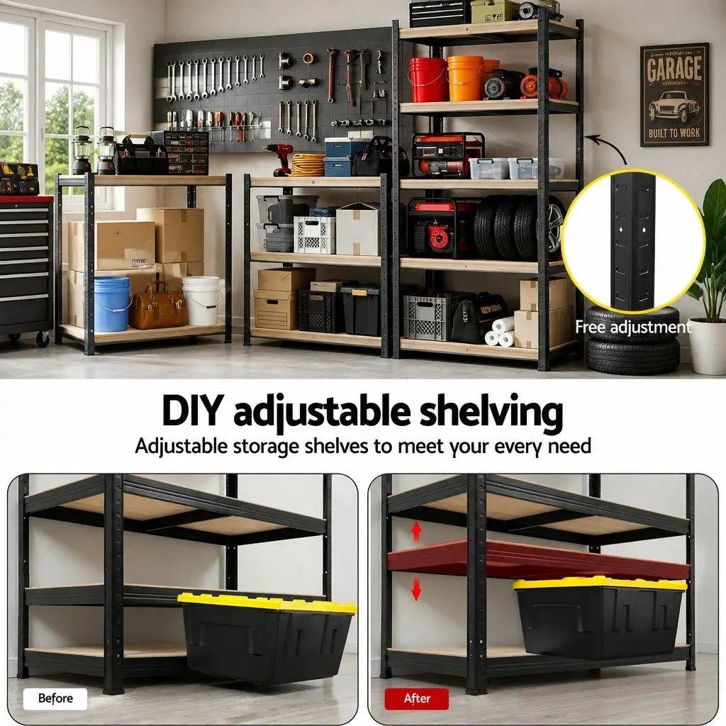 Garage Shelving Unit 5-Tier Storage Rack Heavy Duty for Workshop and Warehouse 80 x 40 x 160cm