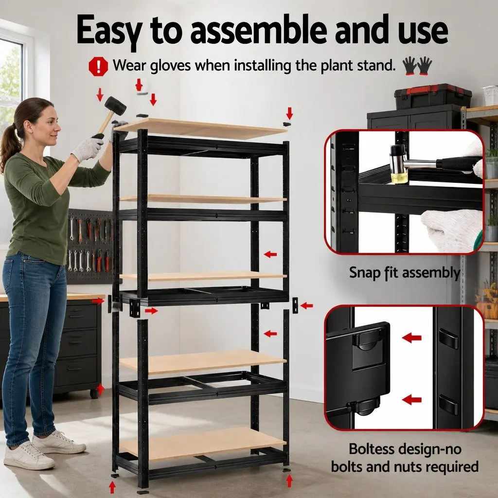 Garage Shelving Unit 5-Tier Storage Rack Heavy Duty for Workshop and Warehouse 80 x 40 x 160cm