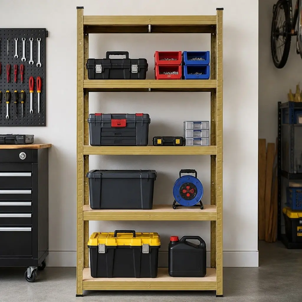 5-Tier Garage Storage Shelving Unit for Workshop Yellow 80 x 40 x 160cm