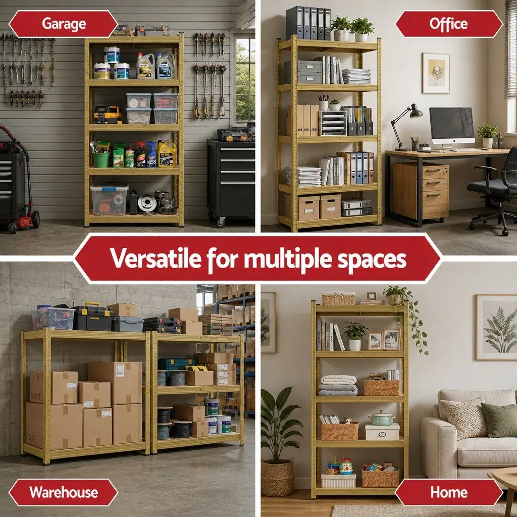 5-Tier Garage Storage Shelving Unit for Workshop Yellow 80 x 40 x 160cm