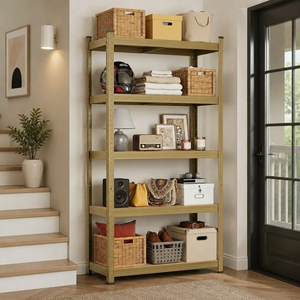 5-Tier Garage Storage Shelving Unit for Workshop Yellow 80 x 40 x 160cm
