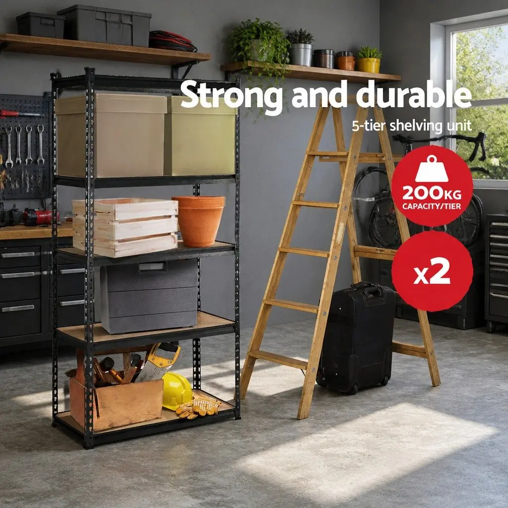 Heavy-Duty Garage Shelving Unit Industrial Storage Rack 90x40x180cm 5-Tier