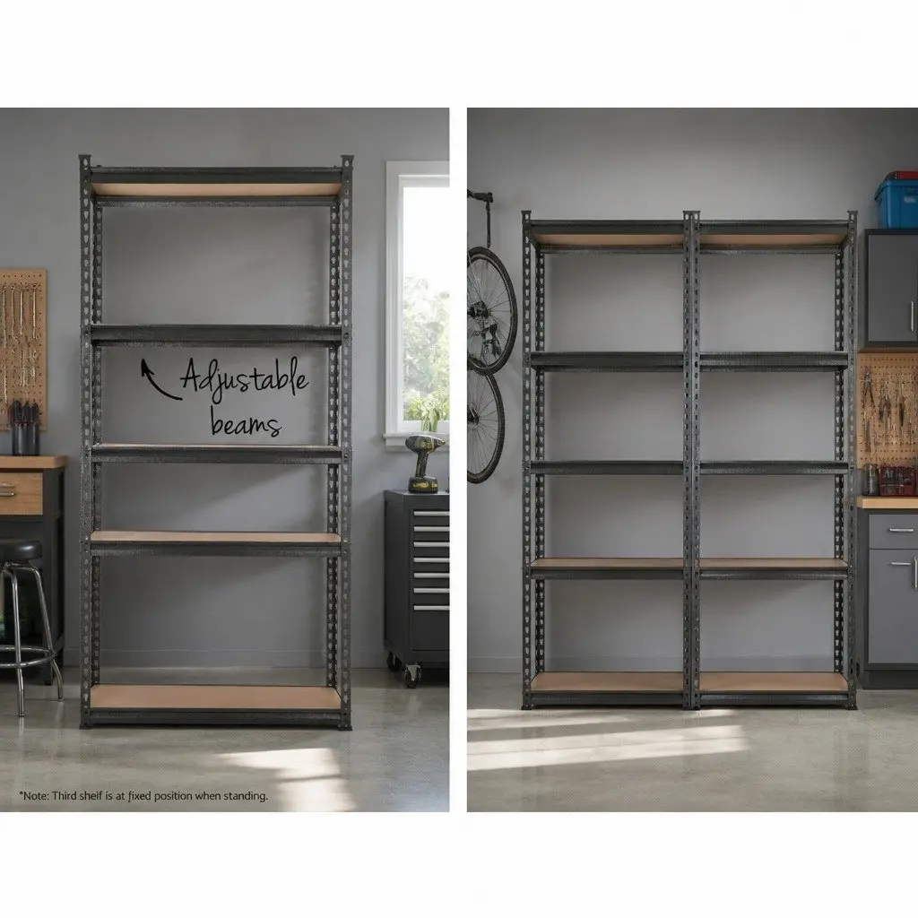 Heavy-Duty Garage Shelving Unit Industrial Storage Rack 90x40x180cm 5-Tier