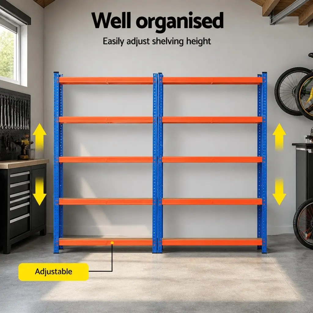 5-Tier Storage Rack for Garage Workshop 90 x 40 x 180cm Heavy Duty Organiser