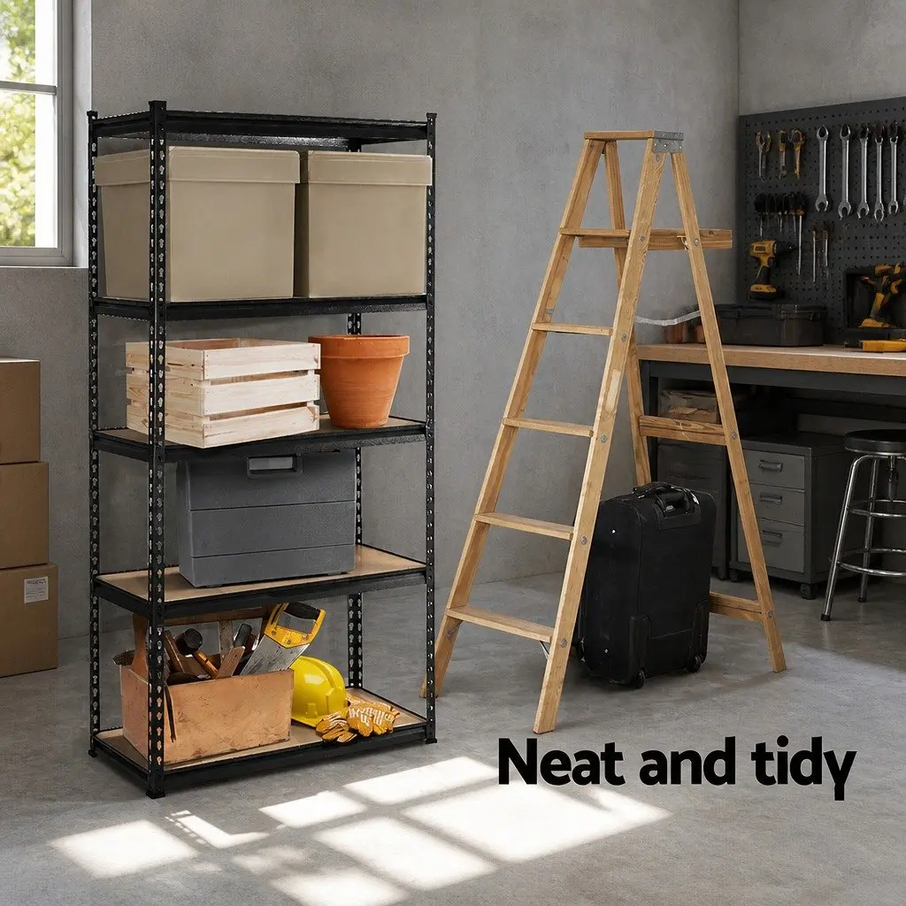 Garage Storage Rack 1.8M Adjustable Steel Shelving Unit Charcoal
