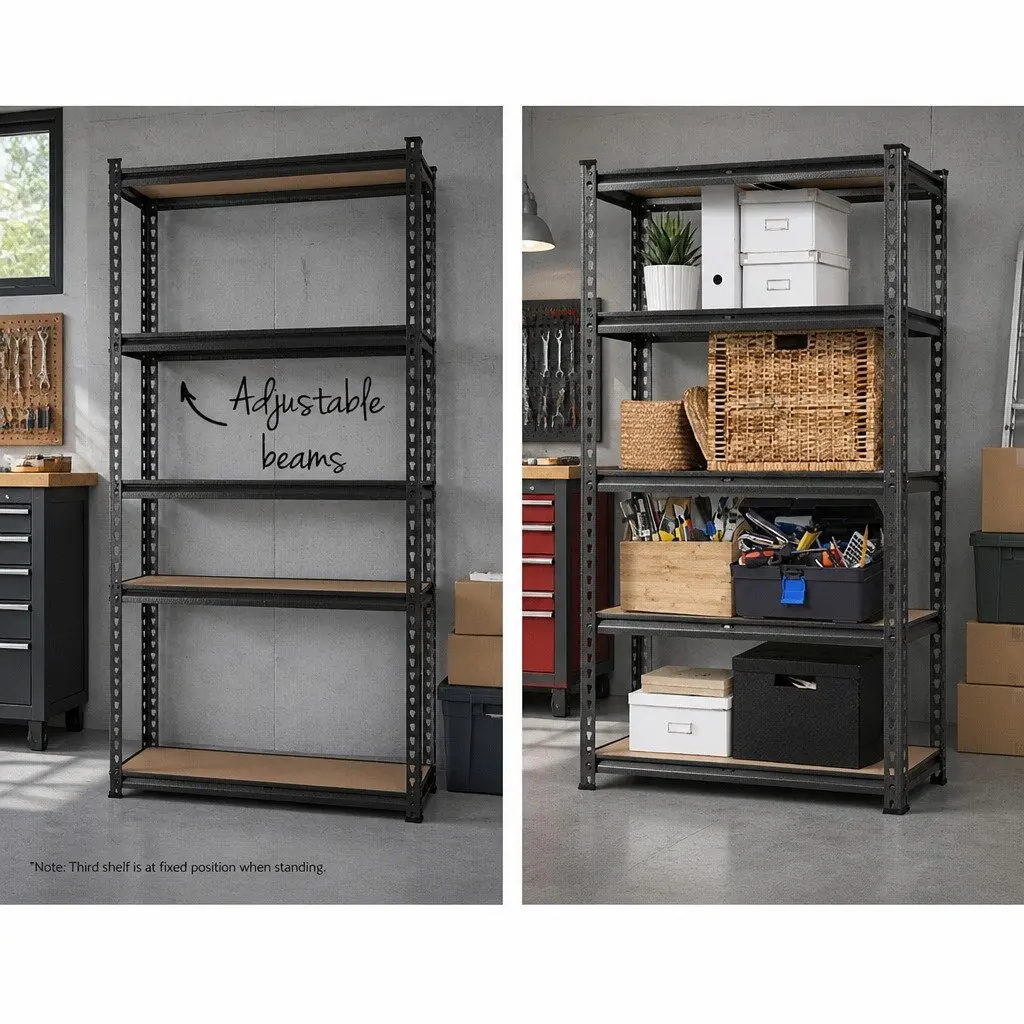 Garage Storage Rack 1.8M Adjustable Steel Shelving Unit Charcoal