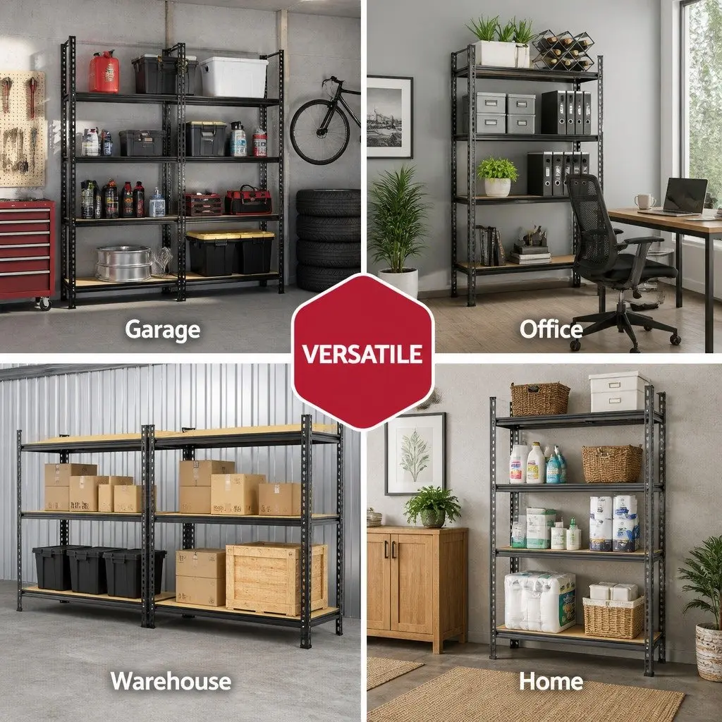 Garage Storage Rack 1.8M Adjustable Steel Shelving Unit Charcoal