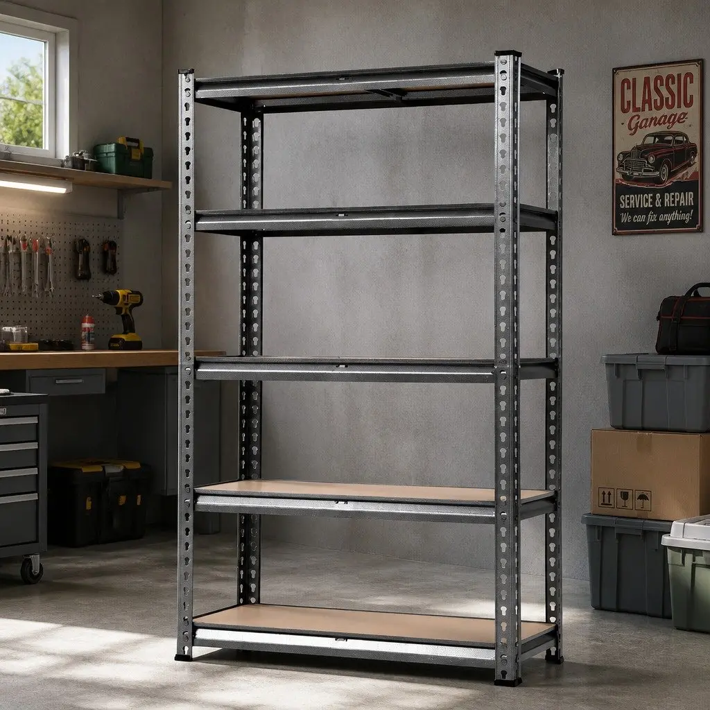 Garage Storage Rack 1.8M Adjustable Steel Shelving Unit Charcoal