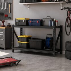 1.5M Black Steel Shelving Unit with 200kg Capacity