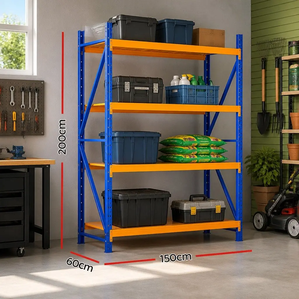Warehouse Shelving Unit Garage Storage Rack 2m x 1.5m Adjustable Steel Frame