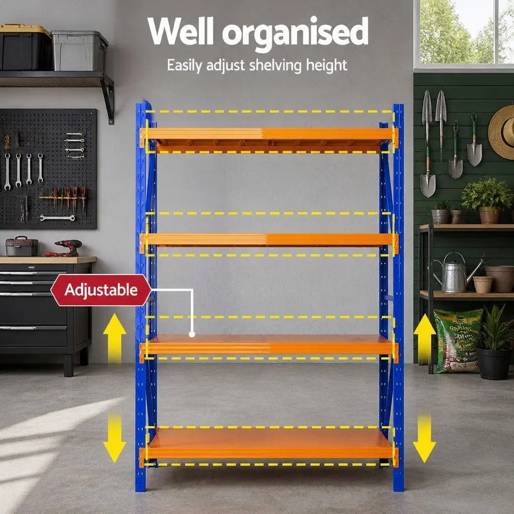Warehouse Shelving Unit Garage Storage Rack 2m x 1.5m Adjustable Steel Frame