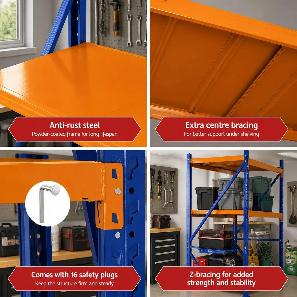 Warehouse Shelving Unit Garage Storage Rack 2m x 1.5m Adjustable Steel Frame