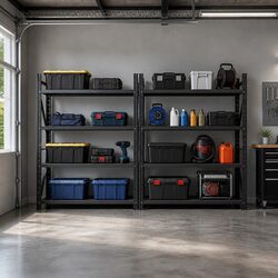4M Steel Garage Storage Rack - Black, Heavy Duty Design