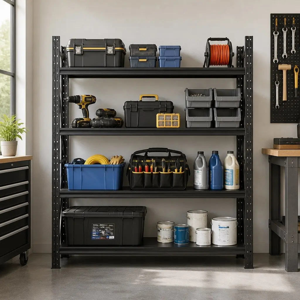 Garage Shelving Unit for Warehouse Storage 2M x 1.8M x 0.6M Black