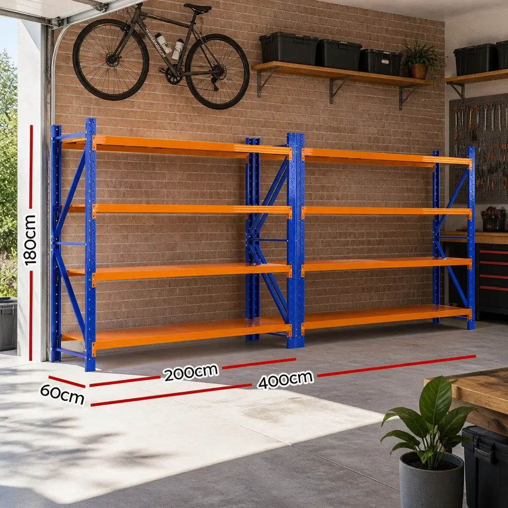 Heavy Duty Warehouse Shelving Rack 4M Garage Storage Adjustable Shelves Steel