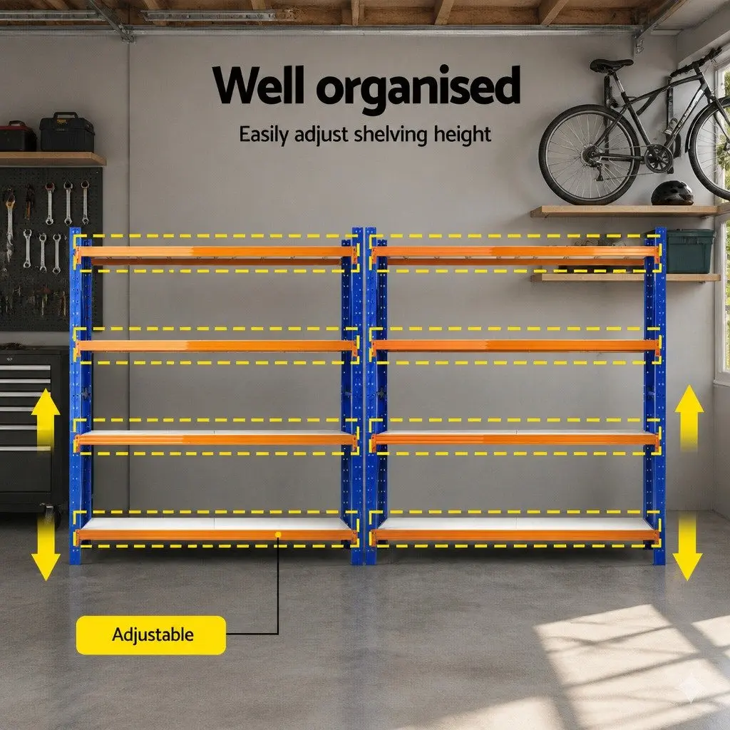 Heavy Duty Garage Shelving Rack 2M x 4M Adjustable Storage Shelf