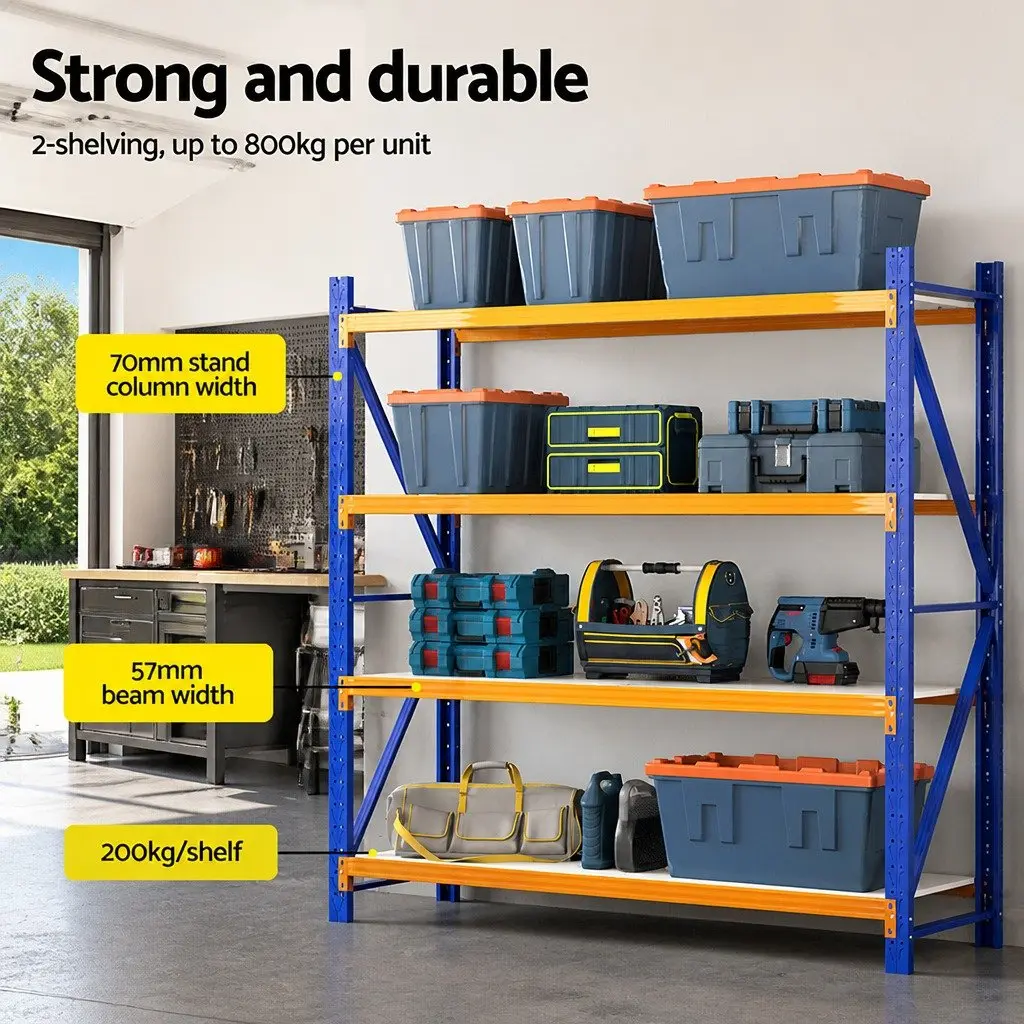 Garage Shelving Unit for Warehouse Storage 4M x 2M Heavy Duty Steel Shelves