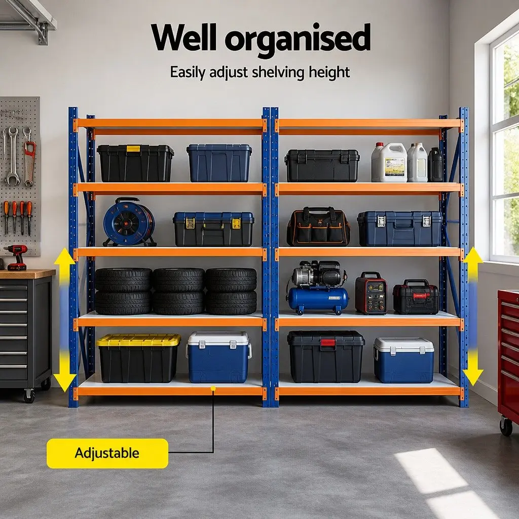Garage Shelving Unit for Warehouse Storage 4M x 2M Heavy Duty Steel Shelves