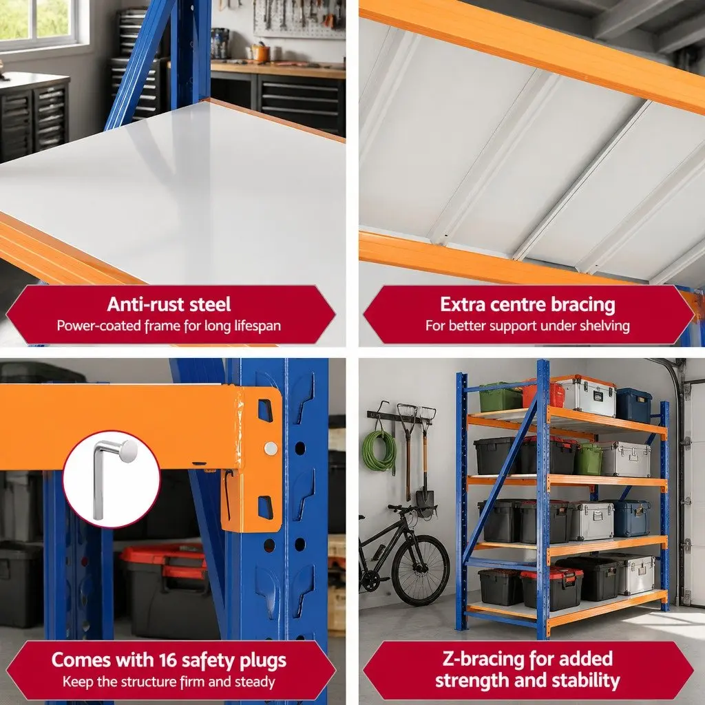Garage Shelving Unit for Warehouse Storage 4M x 2M Heavy Duty Steel Shelves