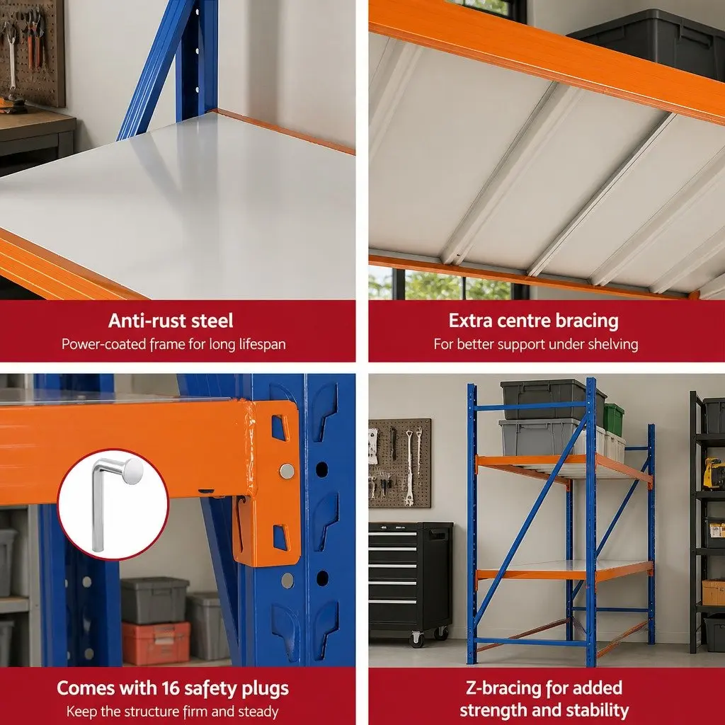 Garage Shelving Unit for Warehouse 2M x 2M Heavy Duty Storage Rack Blue