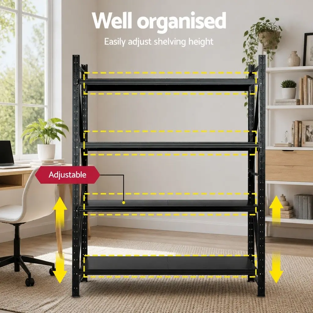 Heavy Duty Steel Shelving Unit for Garage Storage 4 Tier Black