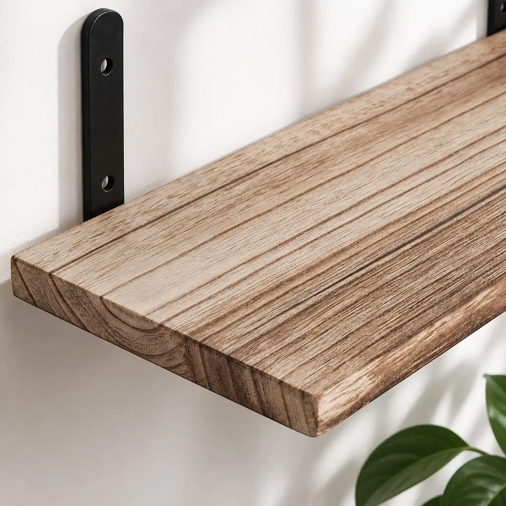Floating Wall Shelves 5Pcs Wood Wall Mounted Storage Display Rack Bedroom