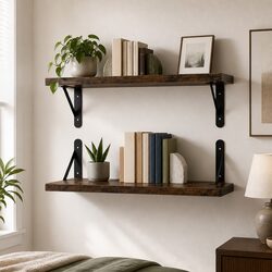 Floating Wall Shelves 2Pcs: 39.5cm L, 30cm W, 18kg Capacity