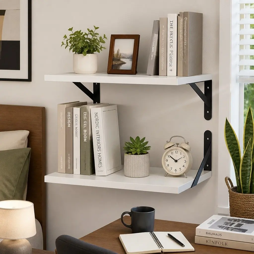 Floating Wall Shelves Deep Mounted Display Storage Bedroom Living Room 2 Pieces