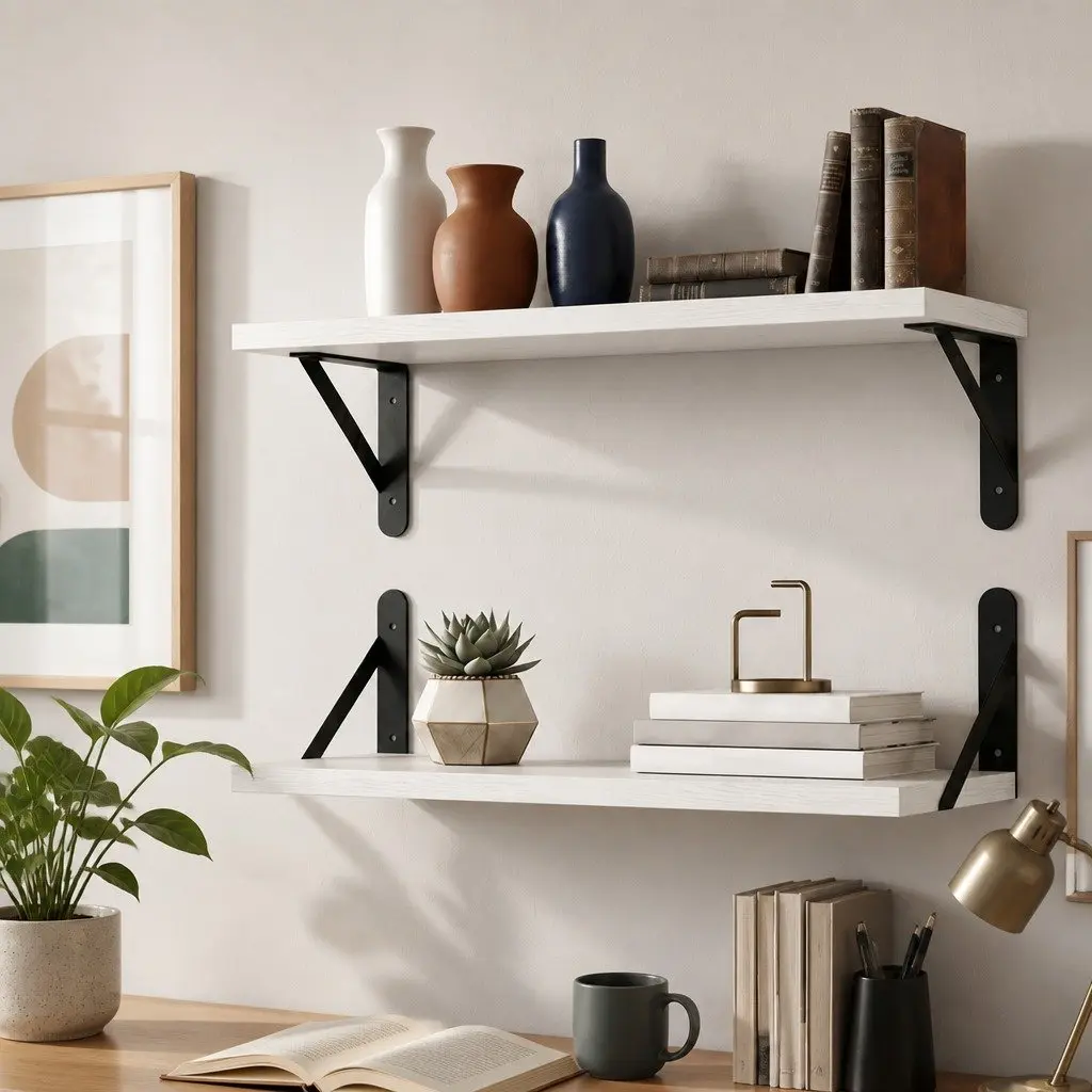 Floating Wall Shelves Deep Mounted Display Storage Bedroom Living Room 2 Pieces