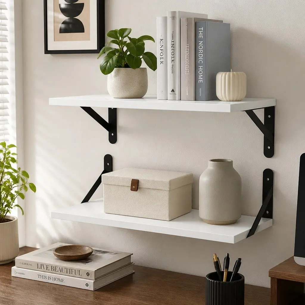 Floating Wall Shelves Deep Mounted Display Storage Bedroom Living Room 2 Pieces